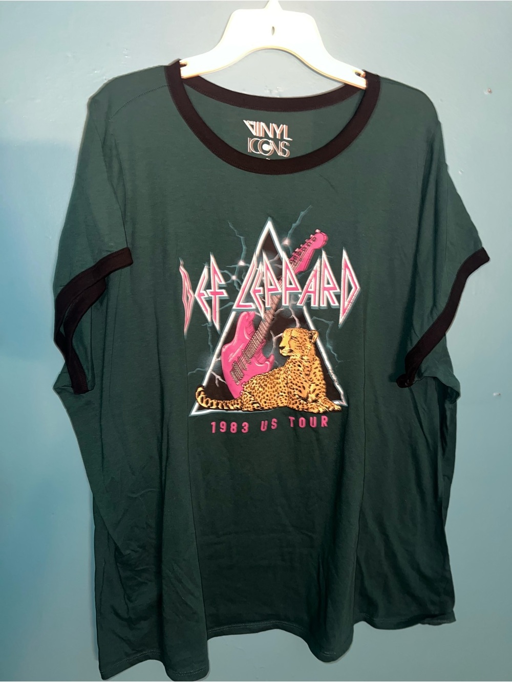 torrid Dark Green Ringer Tee with Pink Graphic
